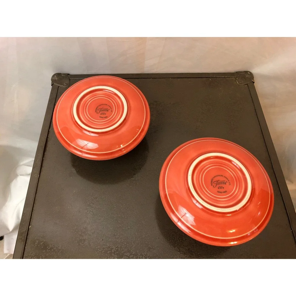 Fiestaware Homer Laughlin 4 pc Set Poppy Orange‎ Coffee Tea Cups Saucers Retro
